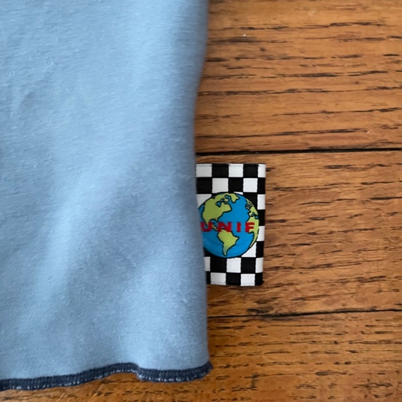 Unif Blue Lace Up Short Sleeve Crop Top Size MEDIUM - Picture 5 of 9